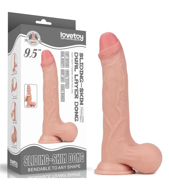 9.5'' SLIDING SKIN DUAL LAYER DONG - WHOLE TESTICL