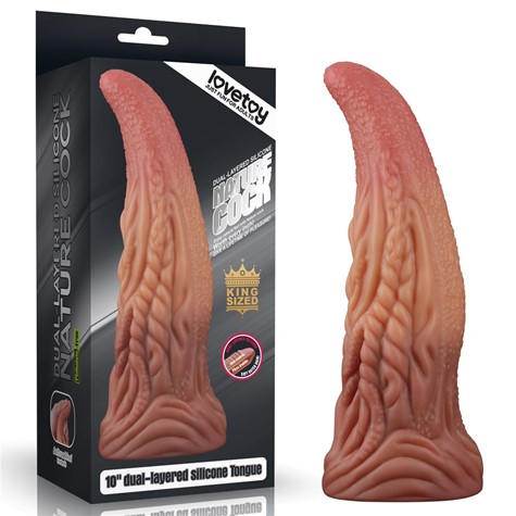 DILDO 10'' DUAL LAYERED PLATINUM SILICONE TONGUE