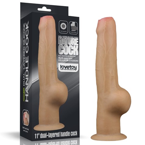 DILDO 11'' DUAL LAYERED HANDLE COCK