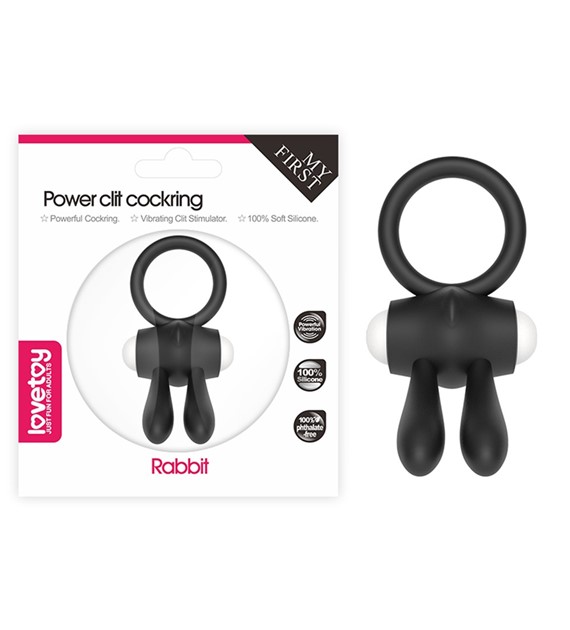 POWER CLIT SILICONE COCKRING BLACK