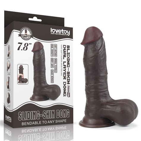 7.8'' SLIDING SKIN DUAL LAYER DONG - WHOLE TESTICLE