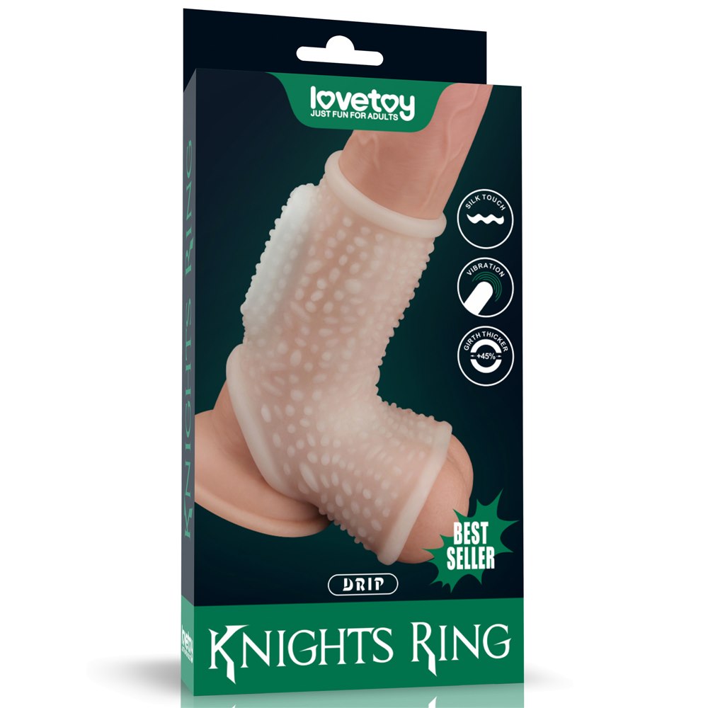 PIERŚCIEŃ VIBRATING DRIP KNIGHTS RING WITH SCROTUM SLEEVE