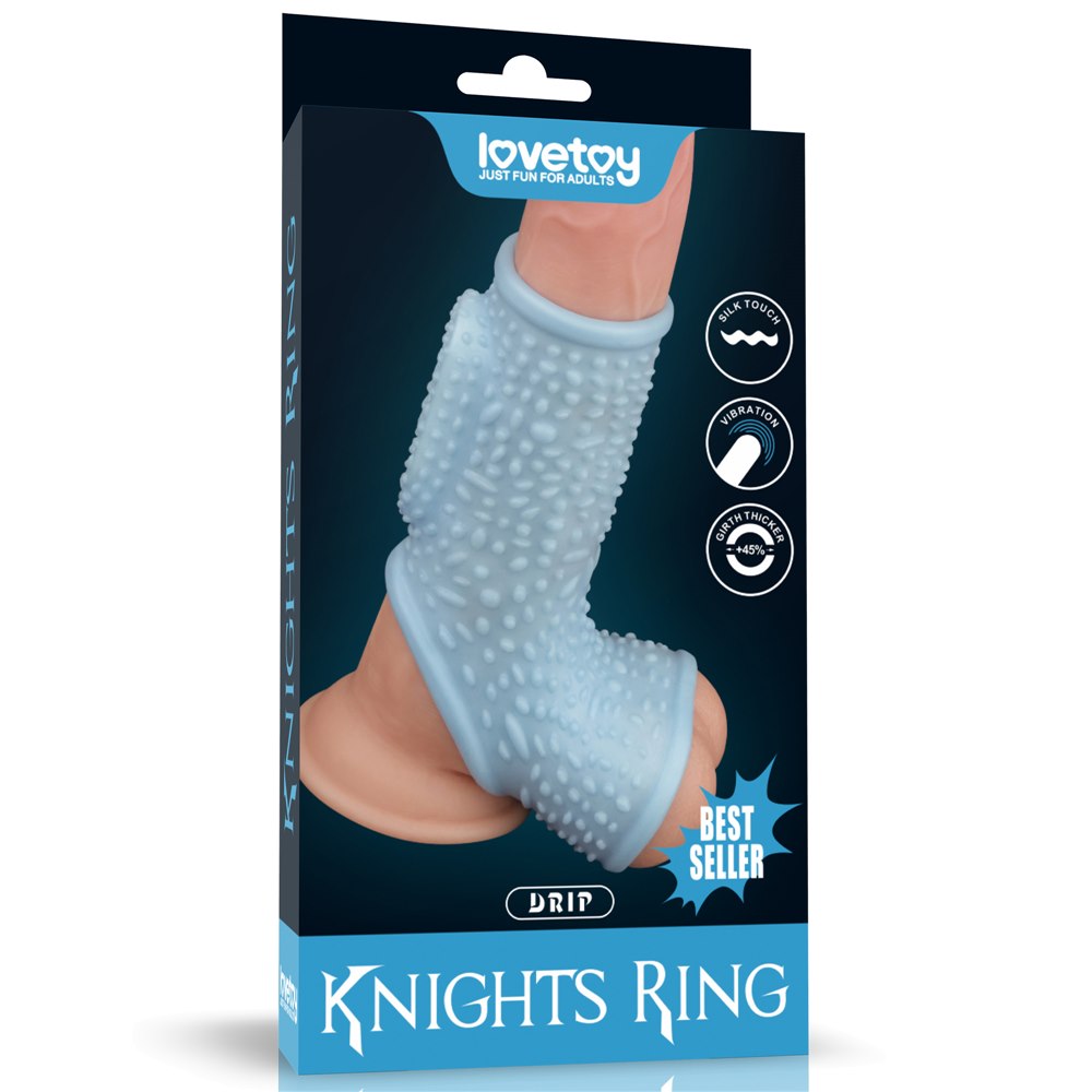 PIERŚCIEŃ VIBRATING DRIP KNIGHTS RING WITH SCROTUM SLEEVE