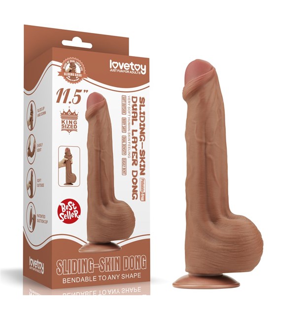 11.5'' KING SIZED SLIDING SKIN DUAL LAYER DONG BRO