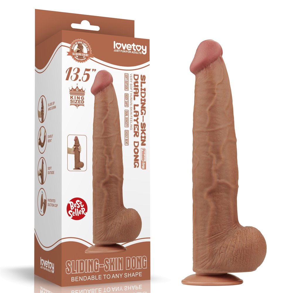 13.5'' KING SIZED SLIDING SKIN DUAL LAYER DONG