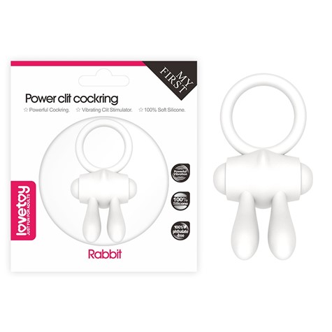 POWER CLIT SILICONE COCKRING WHITE