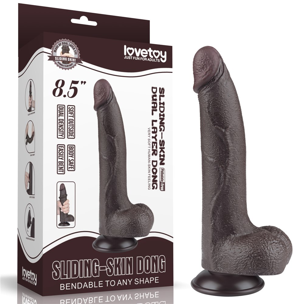 8.5'' SLIDING SKIN DUAL LAYER DONG BLACK