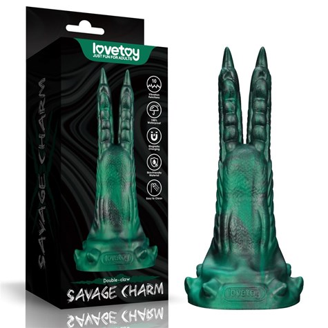 SAVAGE CHARM DOUBLE-CLAW VIBRATING SILICONE DILDO