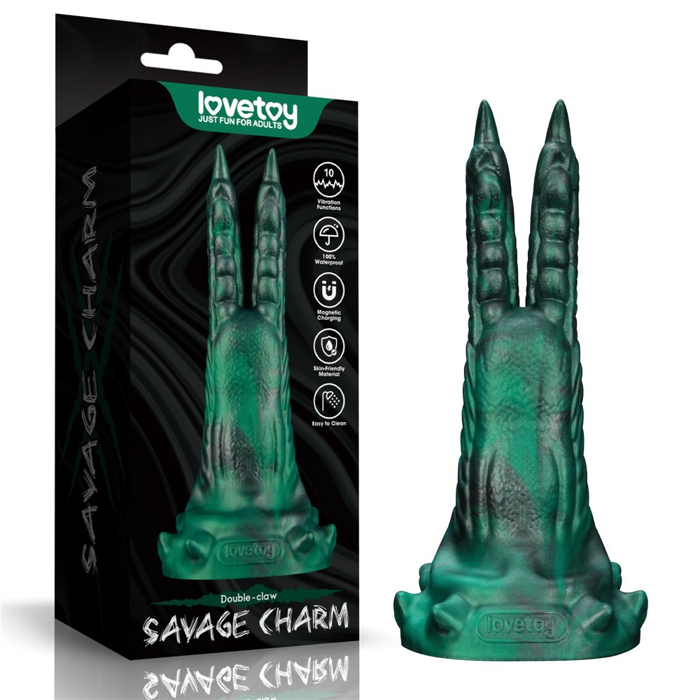 SAVAGE CHARM DOUBLE-CLAW VIBRATING SILICONE DILDO