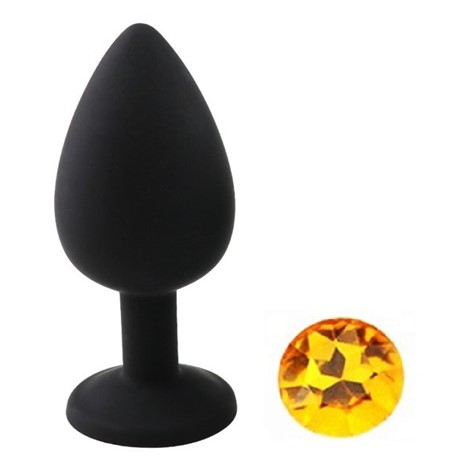 BUTTPLUG LARGE SILICONE BLACK/YELLOW GUILTY TOYS