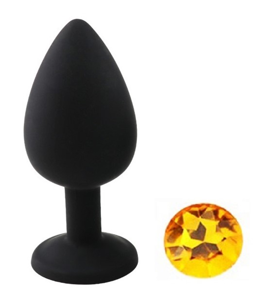 BUTTPLUG LARGE SILICONE BLACK/YELLOW GUILTY TOYS