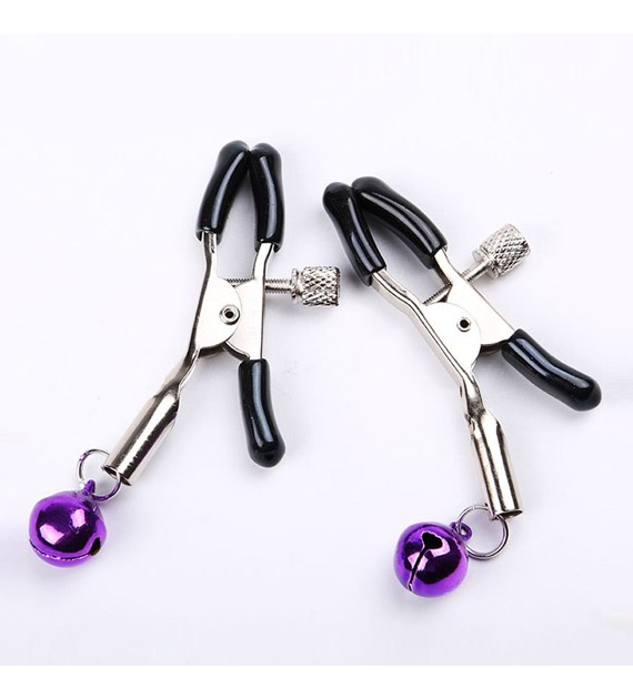 NIPPLE CLAMPS WITH BELL PURPLE GUILTY TOYS  