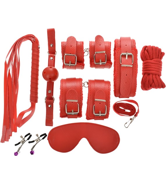BDSM FUN PLAY SET 8 PIECES RED GUILTY TOYS