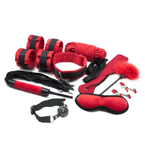 ZESTAW BDSM SOFT TOUCH SET 10 PIECES RED GUILTY TOYS
