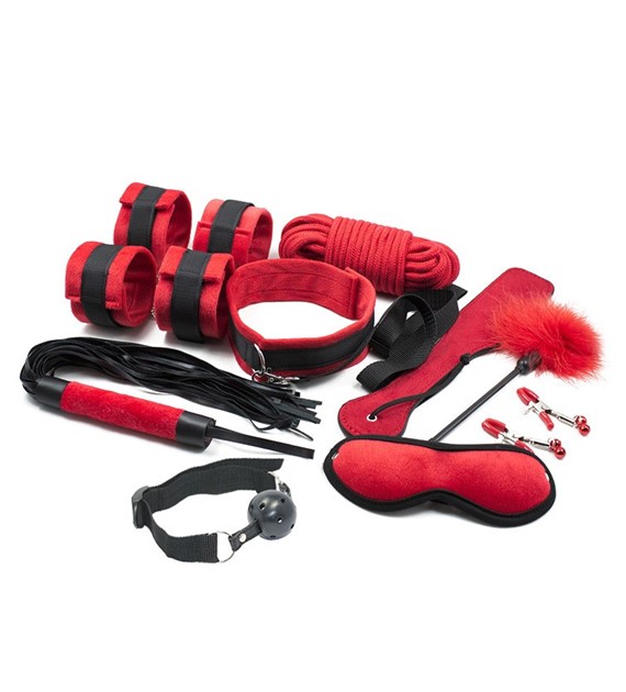 ZESTAW BDSM SOFT TOUCH SET 10 PIECES RED GUILTY TOYS