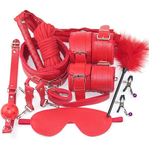 BDSM SET 10 PIECES RED GUILTY TOYS
