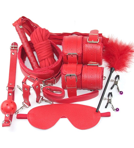 BDSM SET 10 PIECES RED GUILTY TOYS