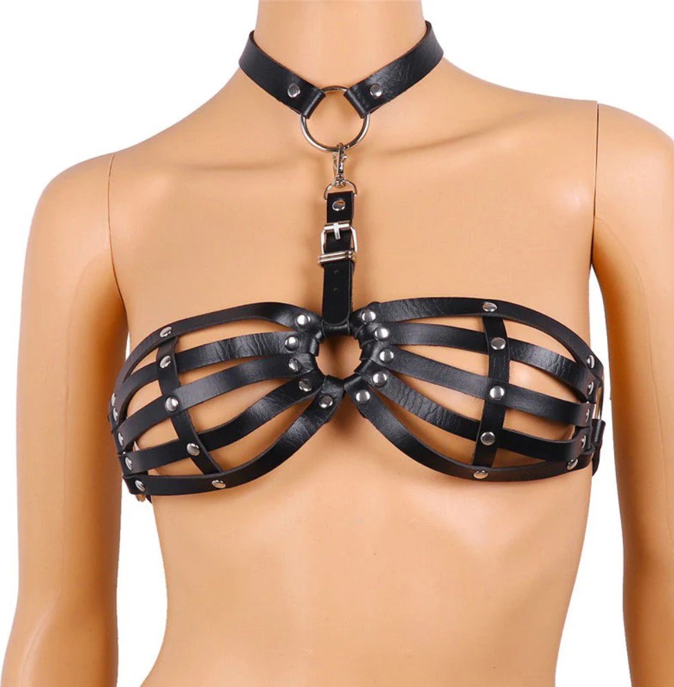 BIUSTONOSZ HARNESS BRA BLACK S-L JGF LINGERIE