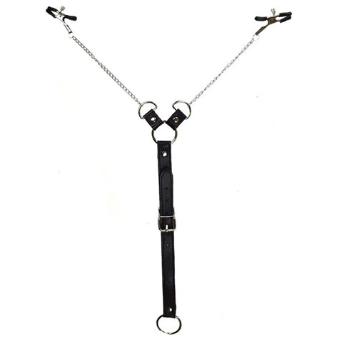 NIPPLE CLAMPS WITH BDSM PLAY PENIS RING SILVER/BLACK MOKKO TOYS