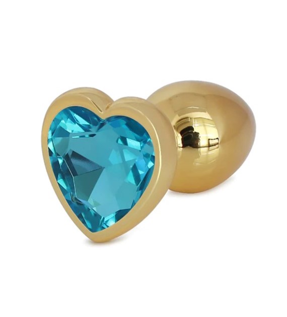 ANAL BUTTPLUG HEARTY LARGE GOLD/LIGHT BLUE PASSION LABS