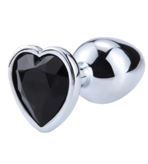 ANAL BUTTPLUG HEARTY MEDIUM SILVER/BLACK PASSION LABS