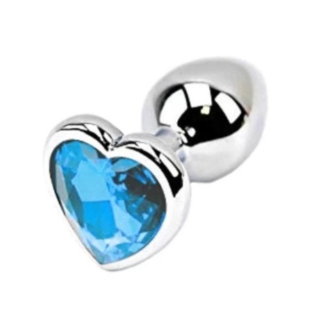 ANAL BUTTPLUG HEARTY MEDIUM SILVER/BRIGHT BLUE PASSION LABS