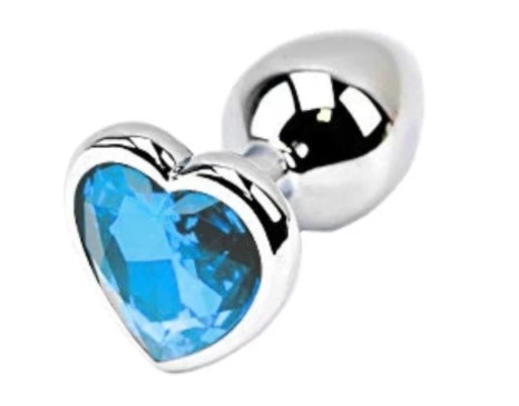 ANAL BUTTPLUG HEARTY MEDIUM SILVER/BRIGHT BLUE PASSION LABS