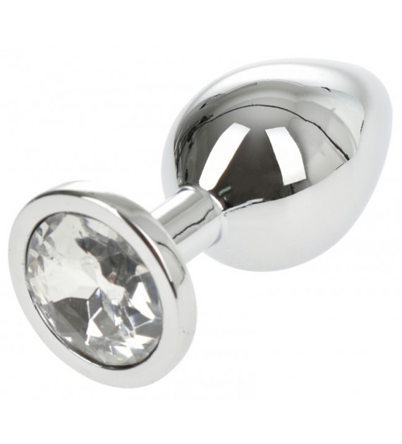 ANAL PLUG METALLIC BUTTPLUG LARGE SILVER/CLEAR PASSION LABS