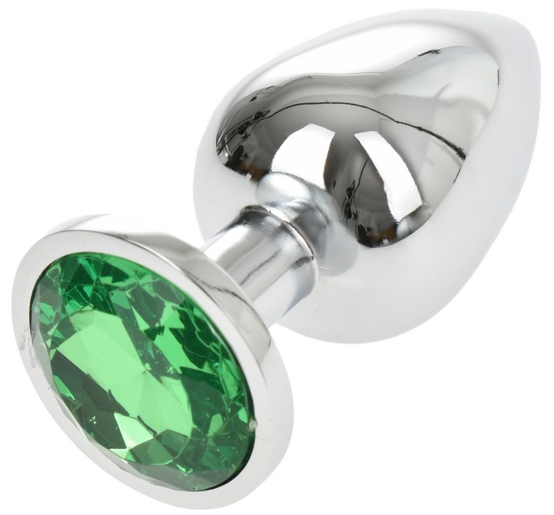 ANAL PLUG METALLIC LARGE SILVER/GREEN PASSION LABS