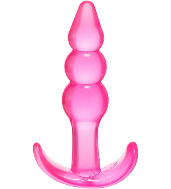 BEADED JELLY BUTTPLUG PINK 9 CM PASSION LABS