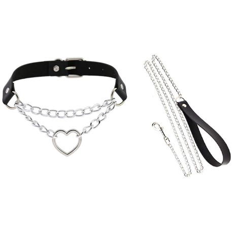 OBROŻA I SMYCZ PASSION LABS SILVER CHAIN DELUXE COLLAR AND LEASH SET