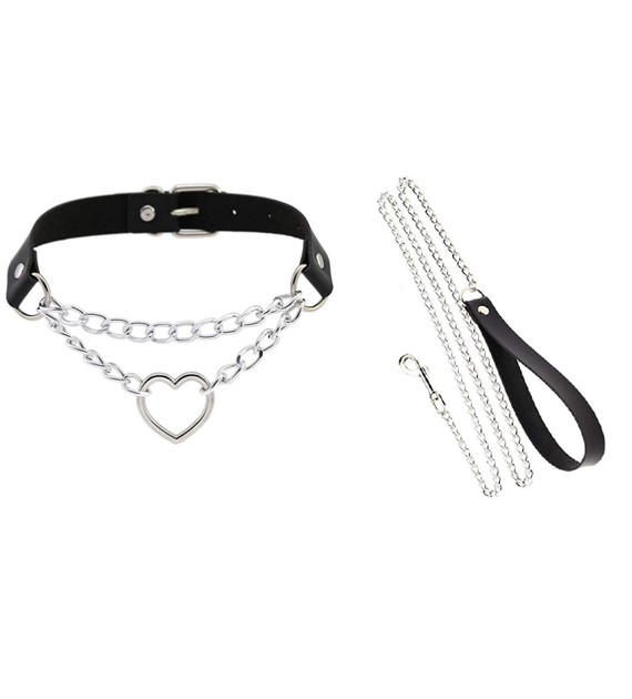 OBROŻA I SMYCZ PASSION LABS SILVER CHAIN DELUXE COLLAR AND LEASH SET