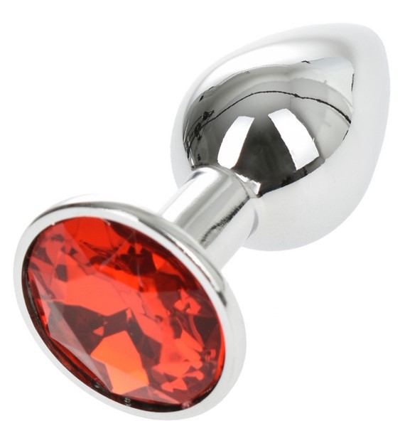 ANAL PLUG METALLIC BUTTPLUG SMALL SILVER/RED PASSION LABS