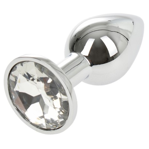 ANAL PLUG METALLIC BUTTPLUG SMALL SILVER/CLEAR PASSION LABS