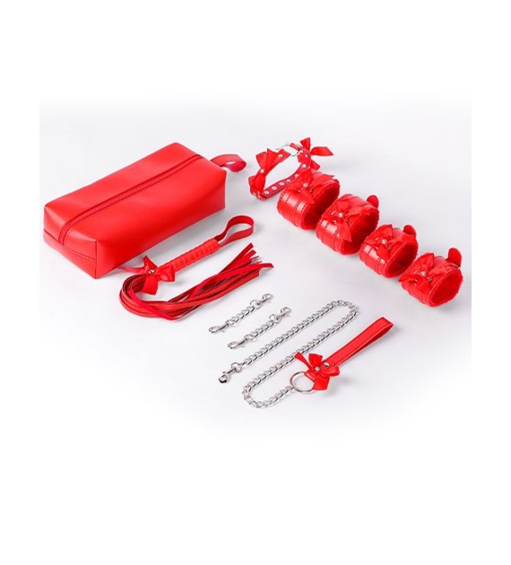 GOOD GIRL BDSM SET 4 PIECES WITH STORAGE BAG RED
