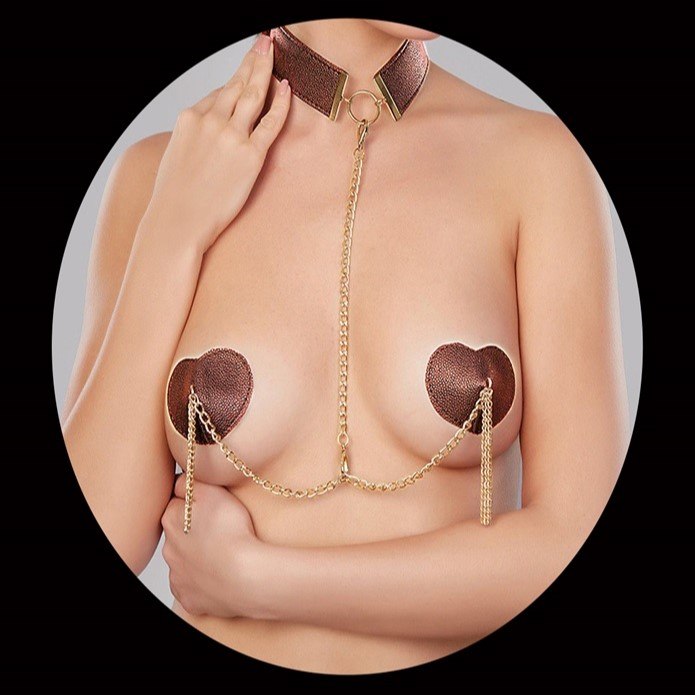 ZESTAW SEXY NIPPLE COVER AND CHOKER HEARTIES SET