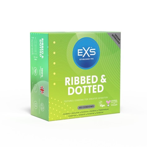 CONDOMS 48 PCS EXS RIBBED AND DOTTED