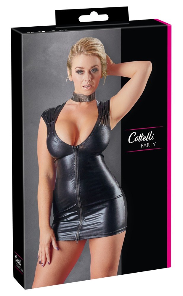 WETLOOK DRESS WITH ZIP L