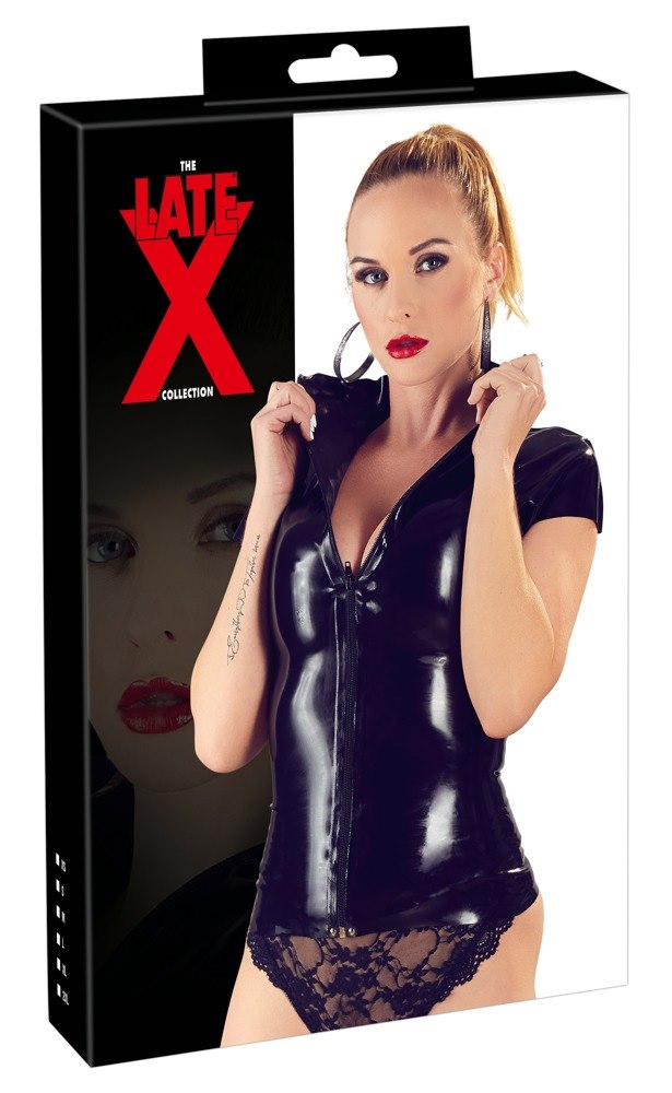 BIELIZNA BDSM LATEX SHIRT ZIP BLACK L