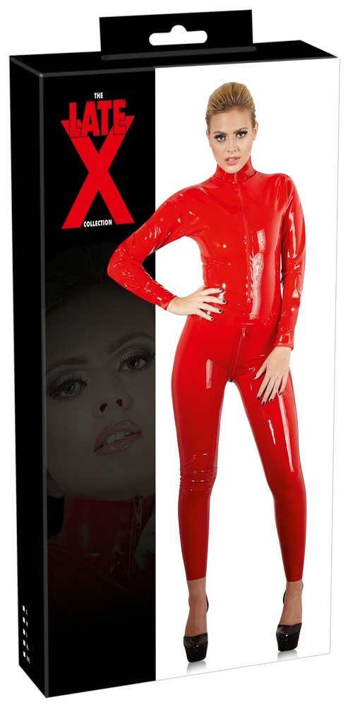 LINGERIE BDSM LATEX CATSUIT RED S