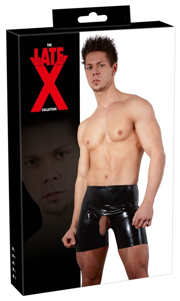 LATEX PANTS WITH PENIS/TESTICLE HOLE 2XL   