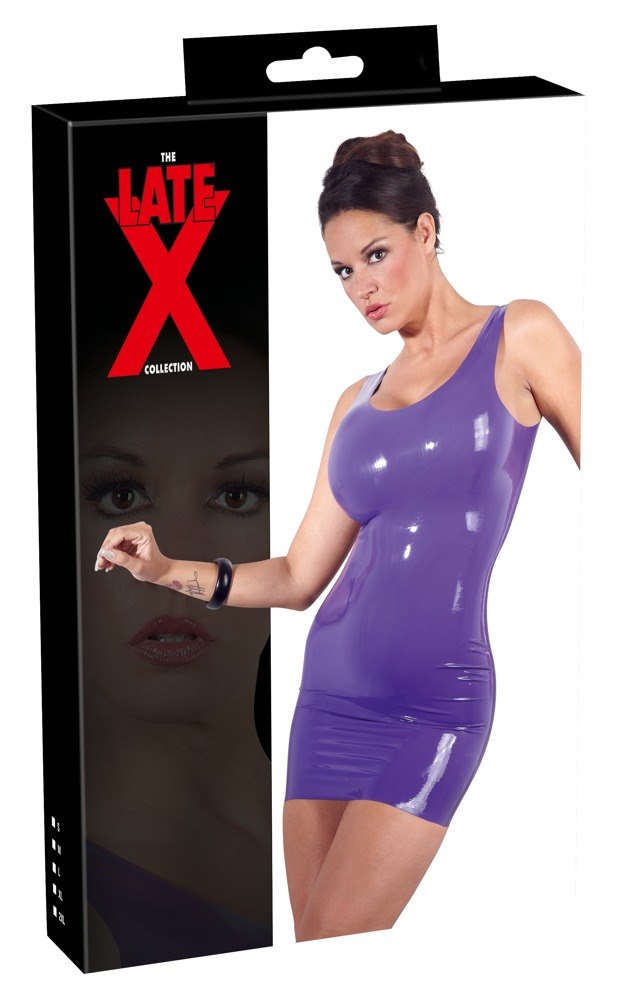 SUKIENKA LATEX MINI DRESS PURPLE S