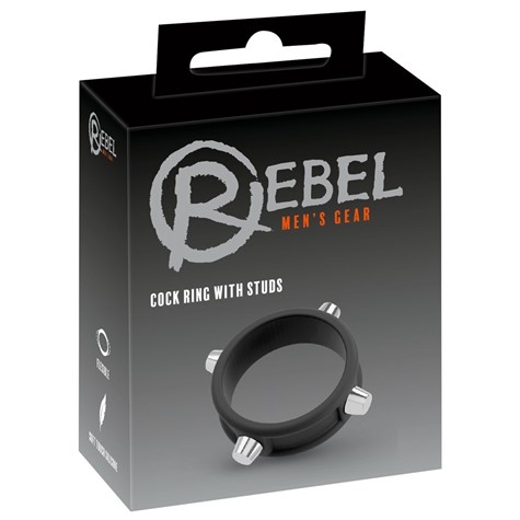 PIERŚCIEŃ REBEL COCK RING W STUDS