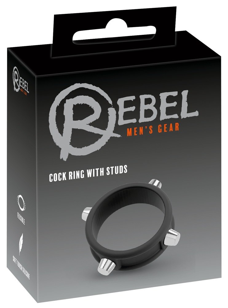 PIERŚCIEŃ REBEL COCK RING W STUDS