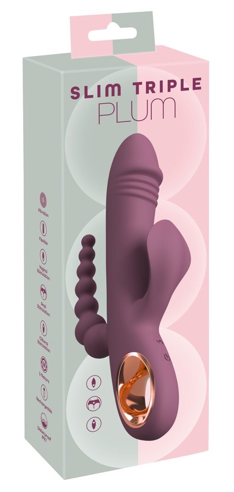 VIBRATOR SLIM TRIPLE PLUM