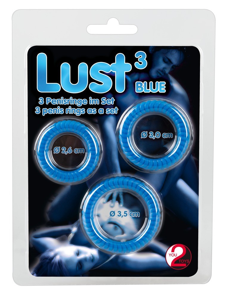 PIERŚCIEŃ LUST 3 COCK RINGS BLUE