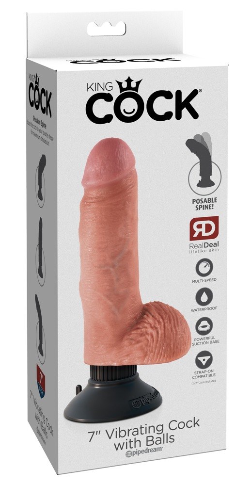 DILDO KING COCK 7 INCH VIBR./WITH BA     