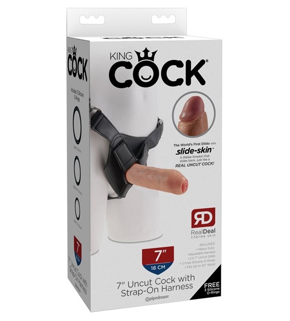 7 UNCUT COCK WITH STRAP-ON HARNESS 