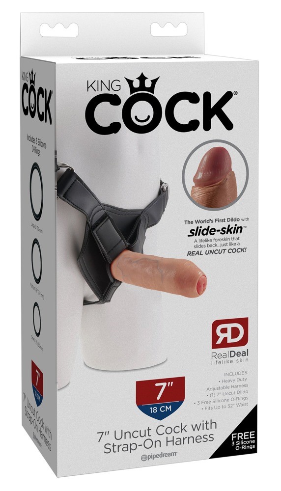 PROTEZA  7 UNCUT COCK WITH STRAP-ON HARNESS
