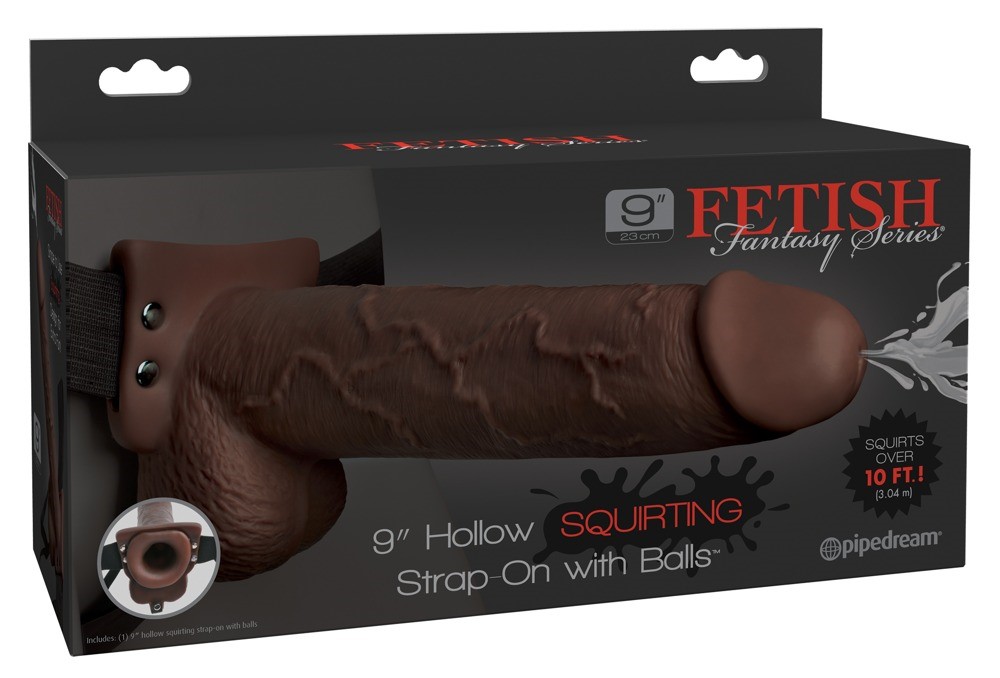 PROTEZA 9 HOLLOW SQUIRTING STRAP-ON WITH BALLS